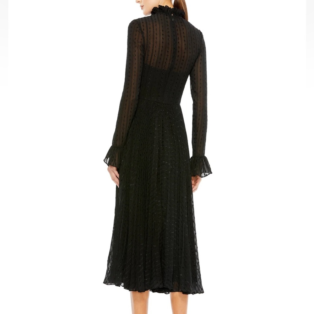 Mac Duggal Black Sheer Long Sleeve Dress